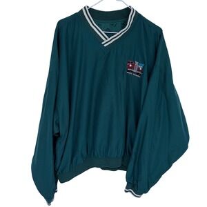 Y2K Des‎ Moines Hawkeye Packards Pullover Windbreaker 2XL Green V Neck Car Auto